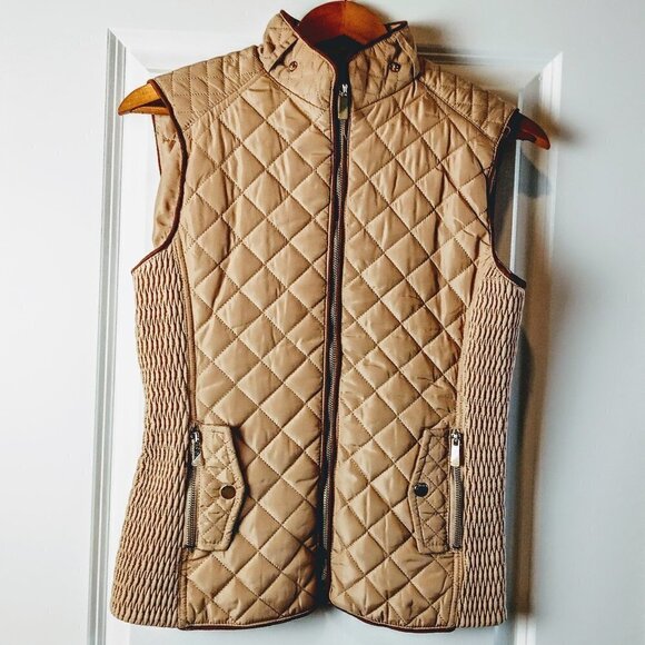 Rock Revolution Jackets & Blazers - Rock Revolution Tan Quilted Faux Fur Lined Zip Vest